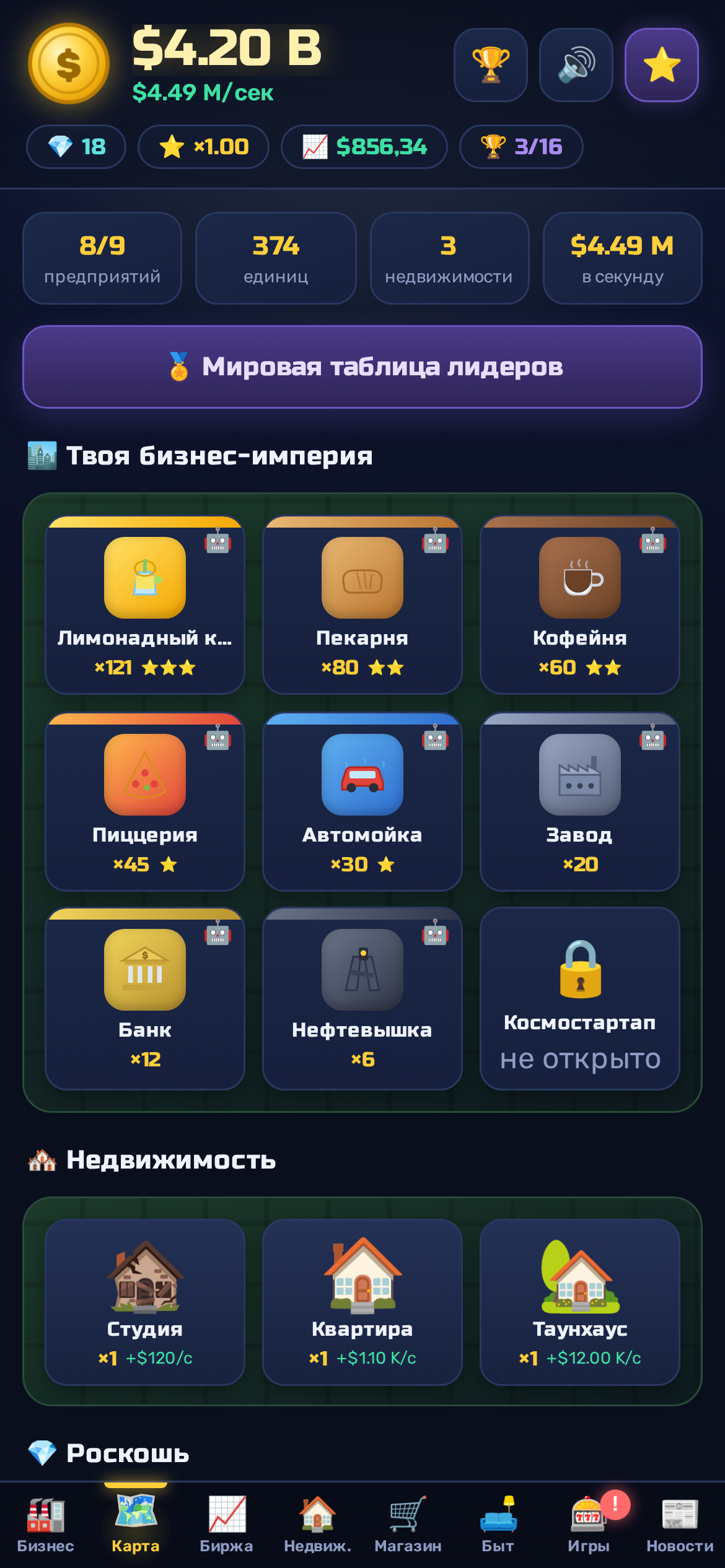 Карта города в Бизнес-Магнат